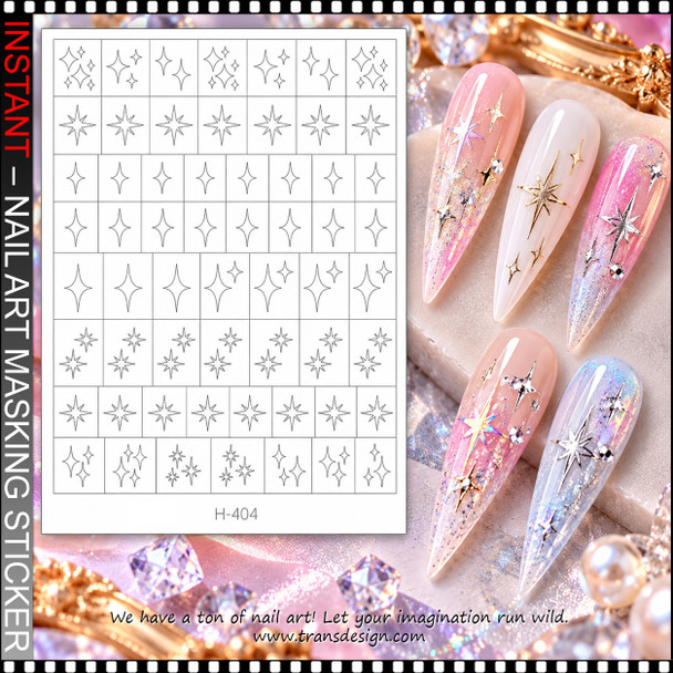 NAIL ART MASKING STICKERS – STARBURST & SPARKLES #H-404