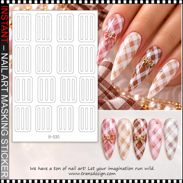 NAIL ART MASKING STICKERS – STRIPES & PLAID #H-030