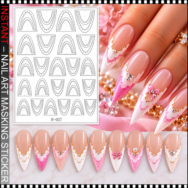 NAIL ART MASKING STICKER – SCALLOPED FRENCH TIP #H-027