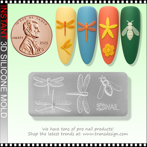 3D SILICONE MOLD Dragonfly & Bee 