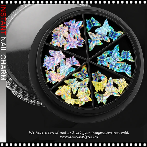 NAIL CHARM RESIN - HOLOGRAPHIC BUTTERFLIES ASSORTED COLORS 42-CASE