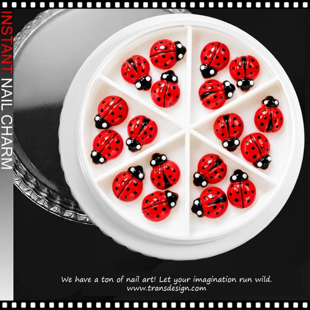 NAIL CHARM RESIN – RED LADYBUG 18-CASE