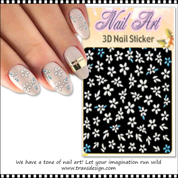 NAIL STICKER Spring, White Flowers #33608