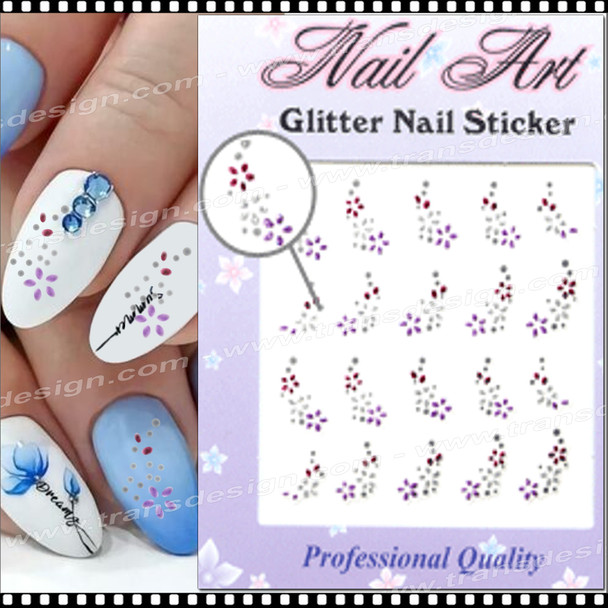 NAIL STICKER Flower, Glitter #67-04