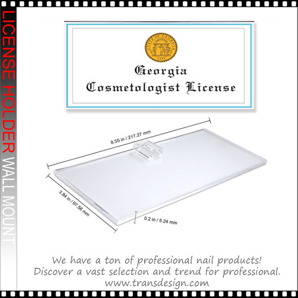 LICENSE HOLDER Wall Mount Clear Acrylic