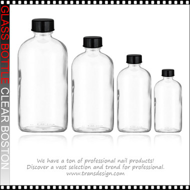 BOTTLE GLASS Clear Boston 4oz