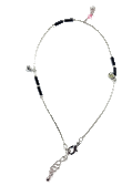 White Gold Plate Anklet Cone Pink & LT Saphire Charm