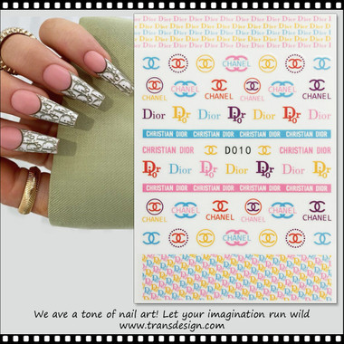 NAIL STICKER Brands Name, CHANEL, DIOR #D010