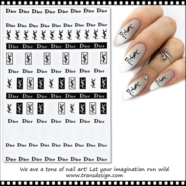 louis vuitton ,channel, and christian dior nail art stickers