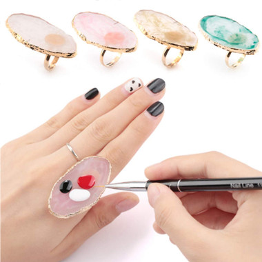 UDIYO Nail Art Ring Palette Free Hand Manicure Finger Palette Nail Makeup  Mixing Palette