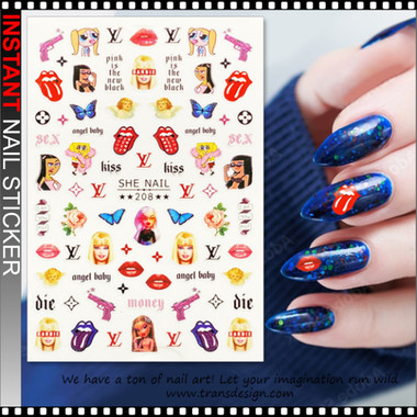 NAIL STICKER – LV, BARBIE, LIPS & POP ART #SHE-208 - TDI, Inc