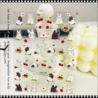 NAIL STICKER Spring Rabbit & Cherries #TB-126 - TDI, Inc