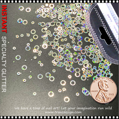 INSTANT GLITTER Assorted Silver Hologram Circle, Ring Pack - TDI, Inc