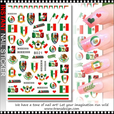 Fall Nails Basic NAIL STICKER – MEXICO FLAGS & NATIONAL EMBLEMS #B021 - TDI, Inc