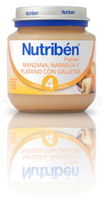 Nutriben potito inicio manzana naranja plátano y galleta, 130 g