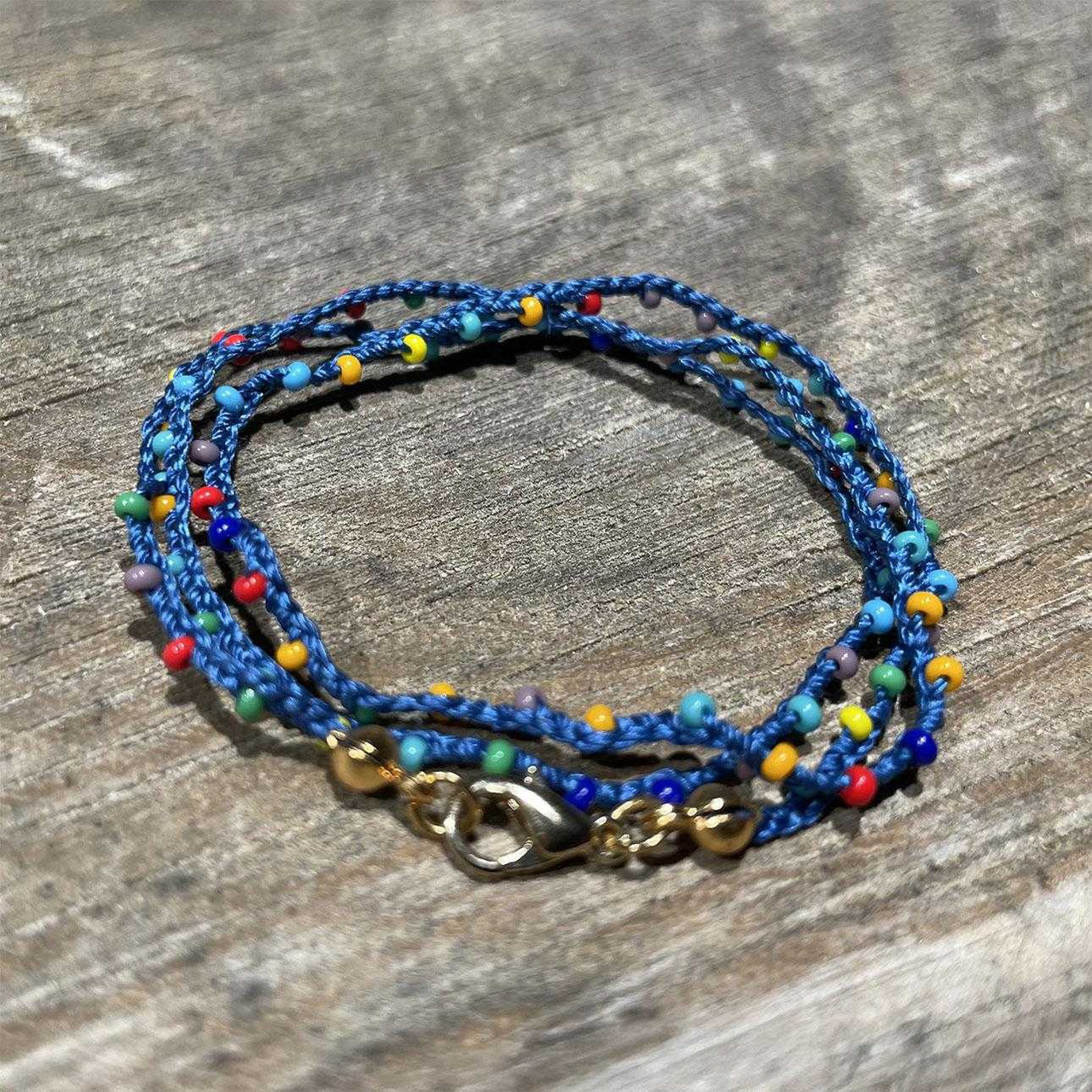 Handmade Braided Crochet Mixed Seed Bead Silk Thread Necklace Wrap  Bracelet GG151-401