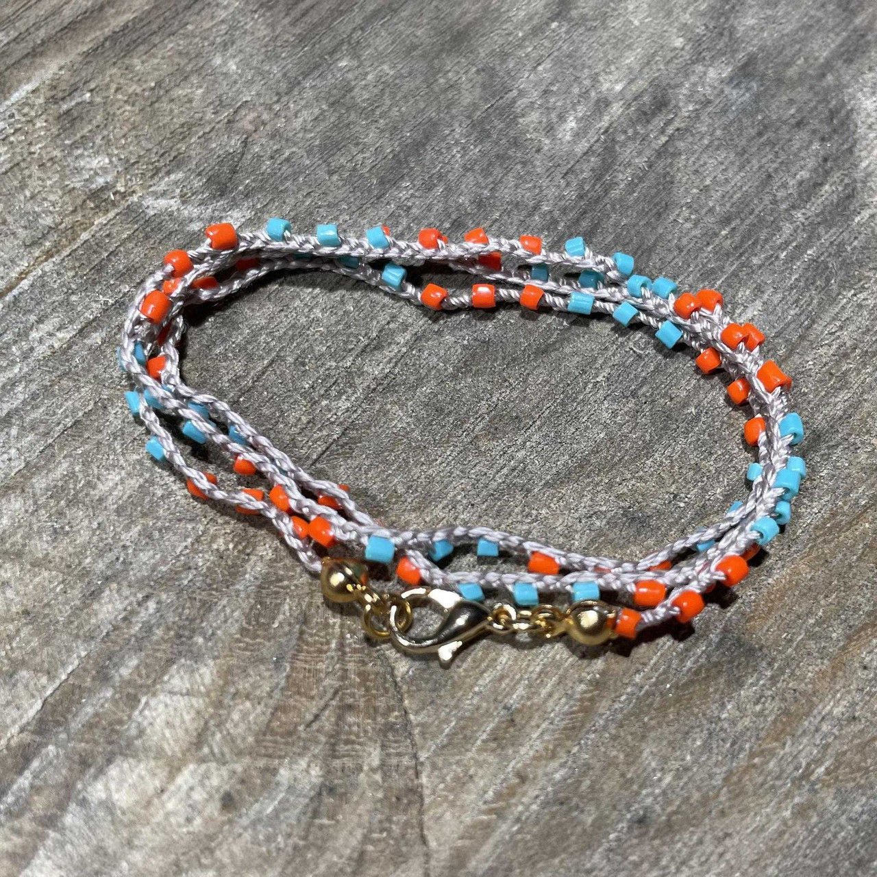 Handmade Braided Crochet Mixed Seed Bead Silk Thread Necklace