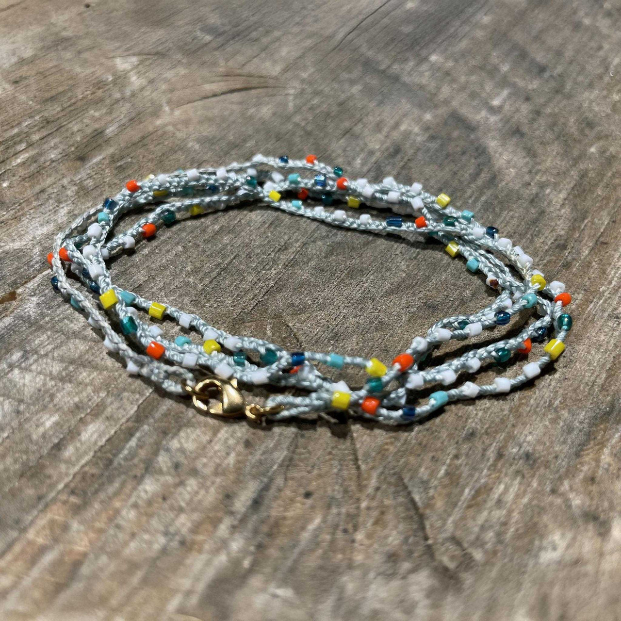 Handmade Braided Crochet Mixed Seed Bead Silk Thread Necklace Wrap Bracelet GG155-102