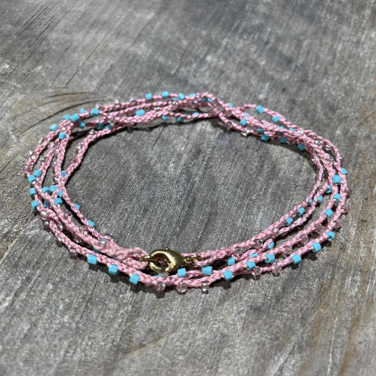 Handmade Braided Crochet Mixed Seed Bead Silk Thread Necklace