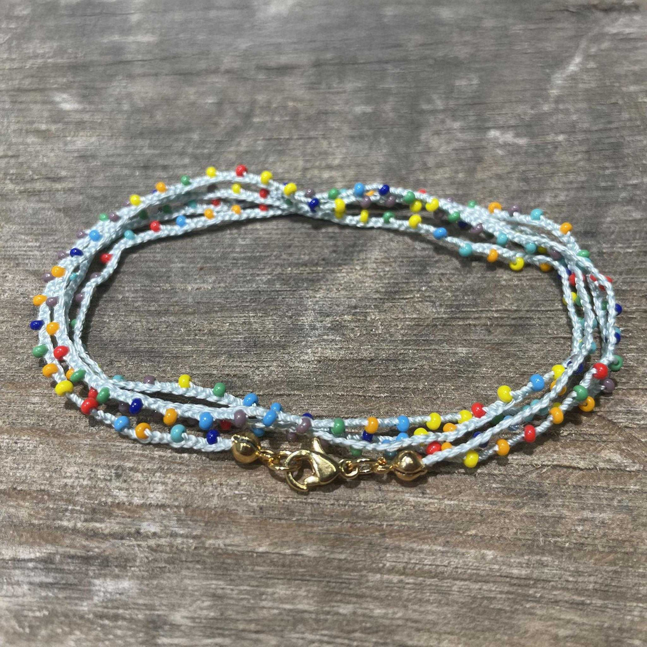 Handmade Braided Crochet Bead Silk Thread Necklace Wrap Bracelet