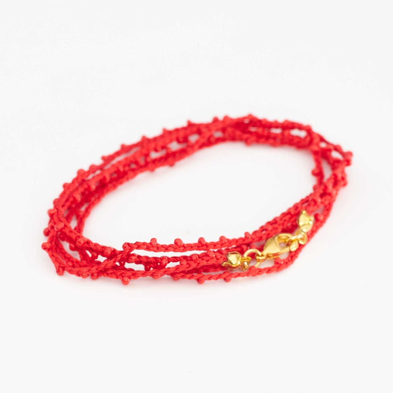 Dainty Boho Crochet Czech Seed Bead Silk Thread Necklace / Wrap Bracelet in  Red / GG102-21 - Machu Picchu Jewelry Co.
