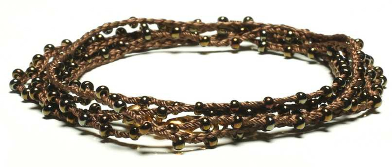 Silk thread necklace for woman with Rose Quartz stone pendant - JoyElly