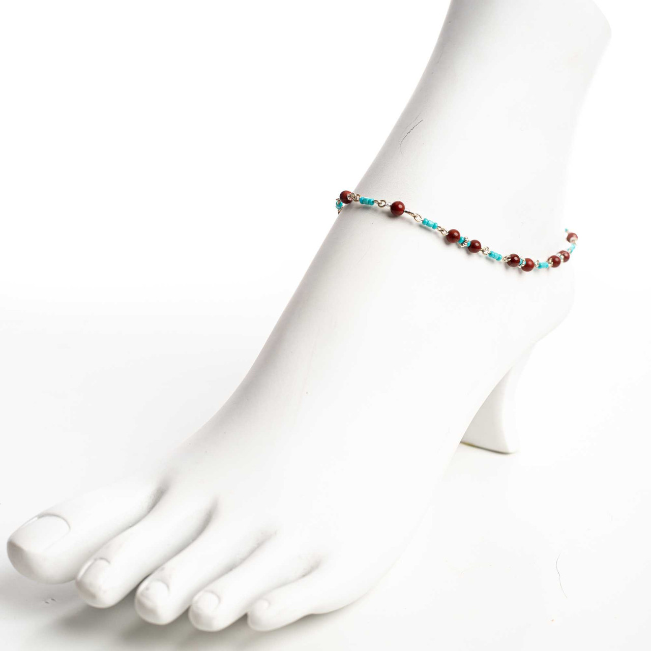 Dainty boho gypsy beach anklet bracelet with semi precious stones