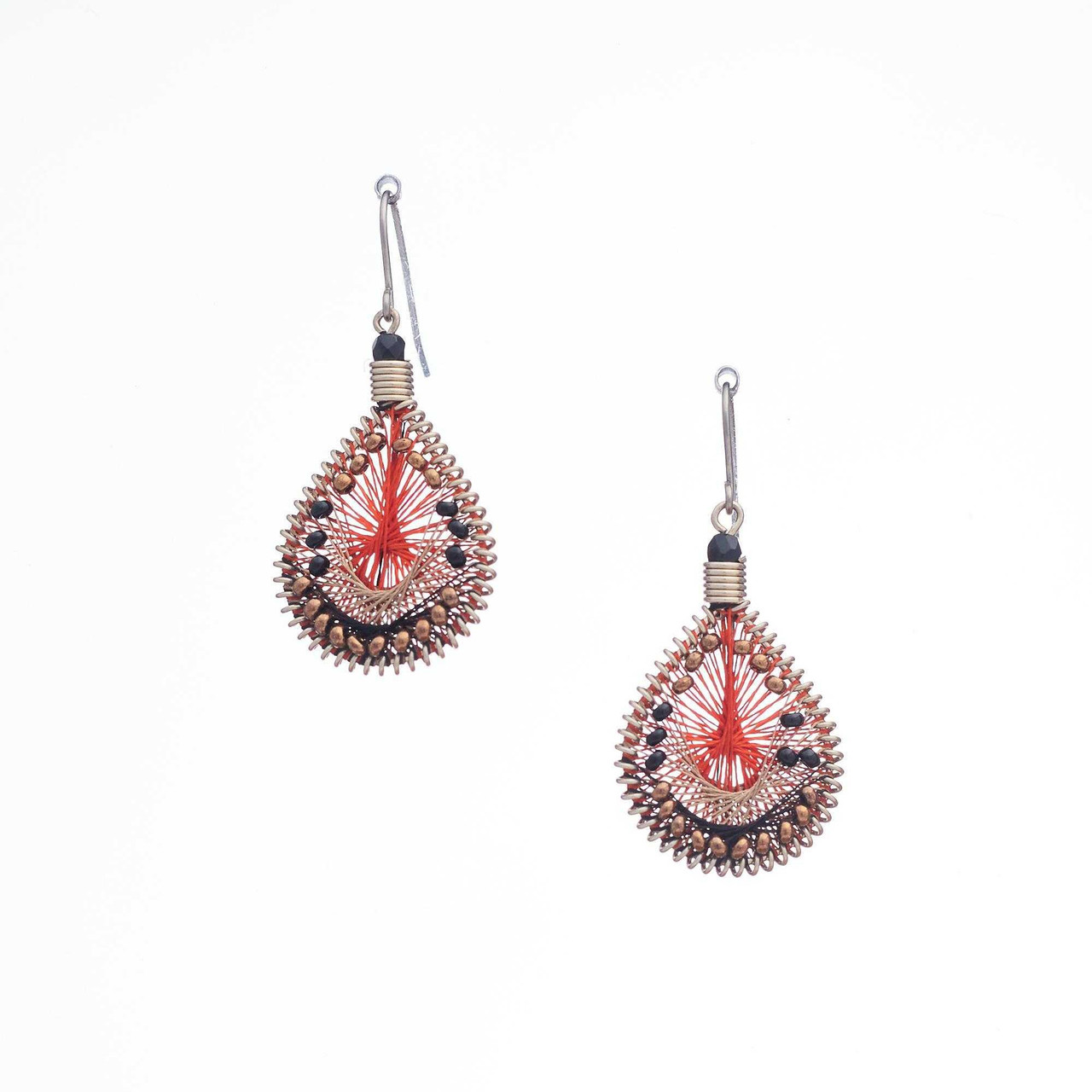 Handmade earrings with macrum thread and metal multicolour thread earrings  code 2