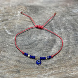 Dainty Turkish Eye Bracelet, Czech Crystals,& Bugle Beads, Handmade / ATB G B22-3RD Dainty Turkish Eye Bracelet, Czech Crystals,& Bugle Beads, Handmade / ATB G B22-3RD