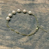 Gold-filled Paper Clip Bracelet with Fresh Water Pearl Bracelet / SSB G B38-P1
