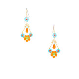 Hawaiian Flower Colorful Crystal Wire-wrapped Gold-Plated Earrings / HFE G B52-M2