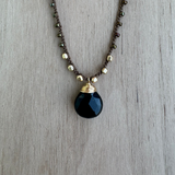 Braided Silk Black Onyx Necklace / KRN G B200-1