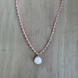 Braided Silk Pink Opale Necklace / KRN G B360-37