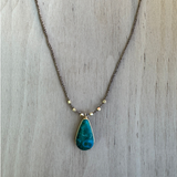 Crochet Silk Chrysocolla Necklace / KRN G B14-9