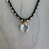 Braided Silk Crystal Quartz Necklace / KRN G B352-14