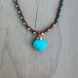 Braided Silk Turquoise Necklace / KRN G B346-9