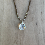 Silk Braided Crystal Quartz Necklace / KRN S B13-14