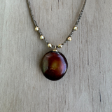 14k Gold Filled Pearl Coin Silk Necklace / KRN G B313-4