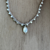 Braided Grey Silk Pearl Necklace / KRN S B320-5
