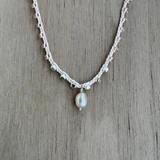 Braided Pink Silk Pearl Necklace / KRN G B320-26