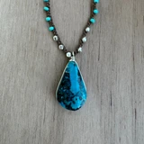 Braided Silk Chrysocolla Necklace / KRN S B295-9