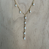 Drop Style Pearl Chain Necklace / SSN G B63-1