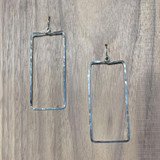 Hammered Geometric Minimalist Silver Rectangular Earrings, Handmade / GAE S B14-4