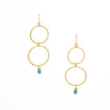 Hammered Bohemian Gold Double Hoop Wire Beaded Earrings / GAE G B98-1