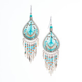 Handmade Boho Beaded  Silk Thread Bohemian Mermaid Earrings  / MRE B9-11TRQ