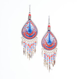 Handmade Boho Beaded  Silk Thread  Bohemian Mermaid Earrings  / MRE B9-7BRZ