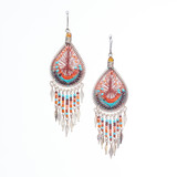 Handmade Boho Beaded  Silk Thread Bohemian Mermaid Earrings / MRE B9-8TRQ