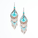 Handmade Boho Beaded  Silk Thread Bohemian Mermaid Earrings / MRE B9-6TRQ