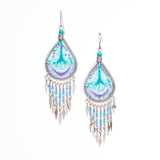 Handmade Boho Beaded  Silk Thread Bohemian Mermaid Earrings / MRE B9-3TRQ