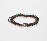 Dainty Boho Crochet Czech Seed Bead Silk Thread Necklace / Wrap Bracelet in Brown / GS102-75